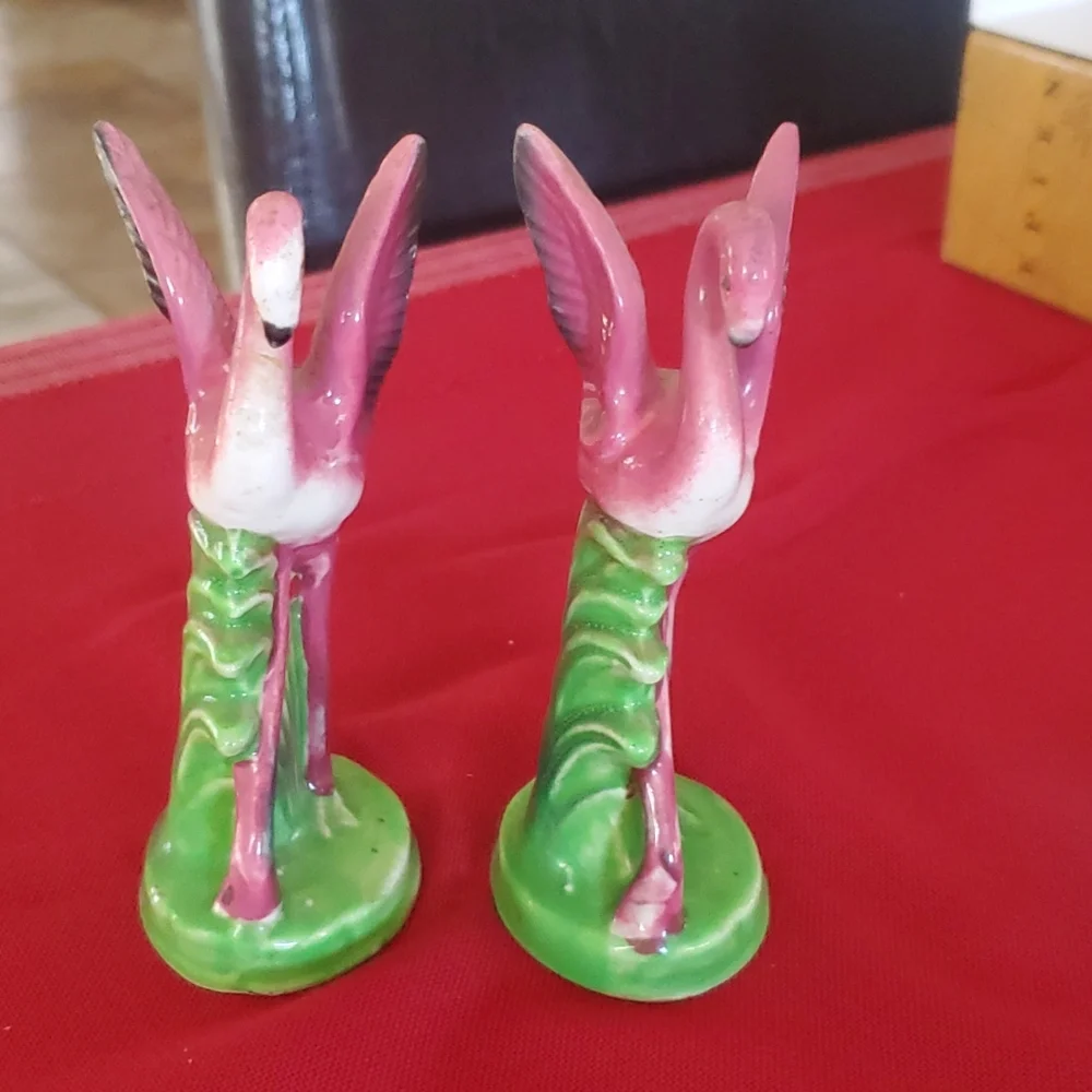 1950's Art Deco MCM Ceramic Pink Flamingo figurines - Picture 6 of 7